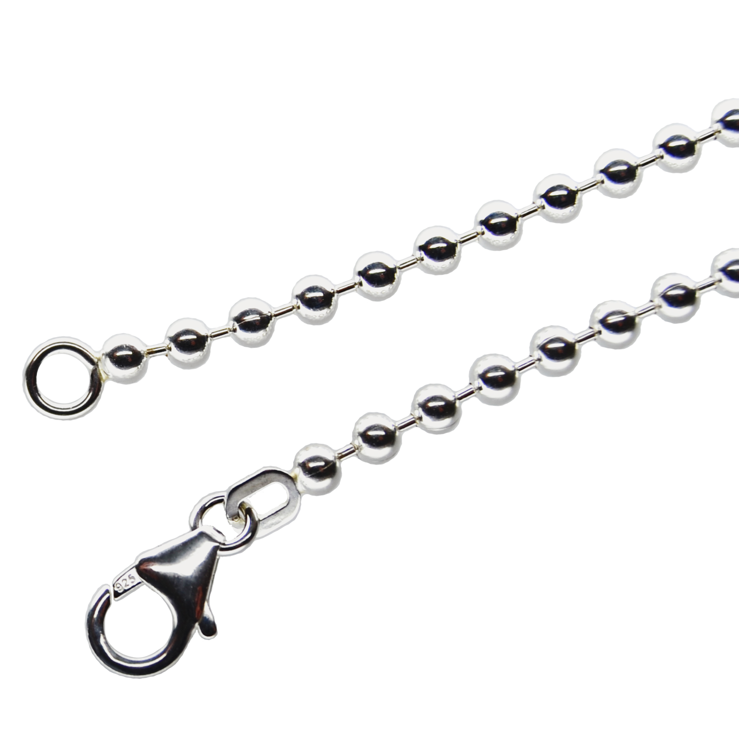 NEW-218-Kugelkette-2-5mm-925-Silber-Karabiner-Verschluss-50cm-Kugelkette-Halskette-Silberkette-Silberschmuck-Collier-4094-0