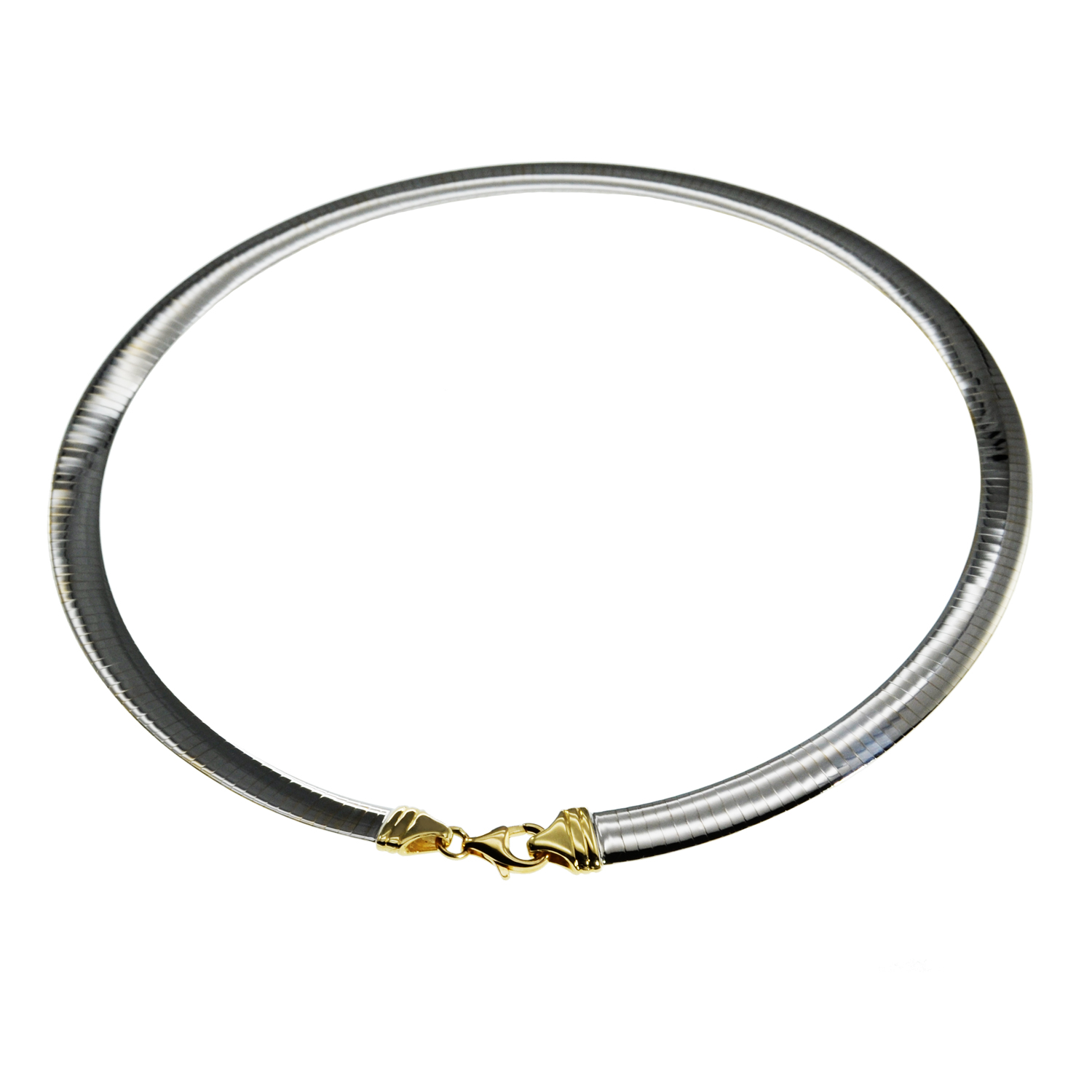 NEW-307-Halsreif-Omega-2-5mm-flach-42cm-Wendeomega-Omega-585-Weissgold-Gelbgold-42cm-Halsreif-2-5mm-4183_2